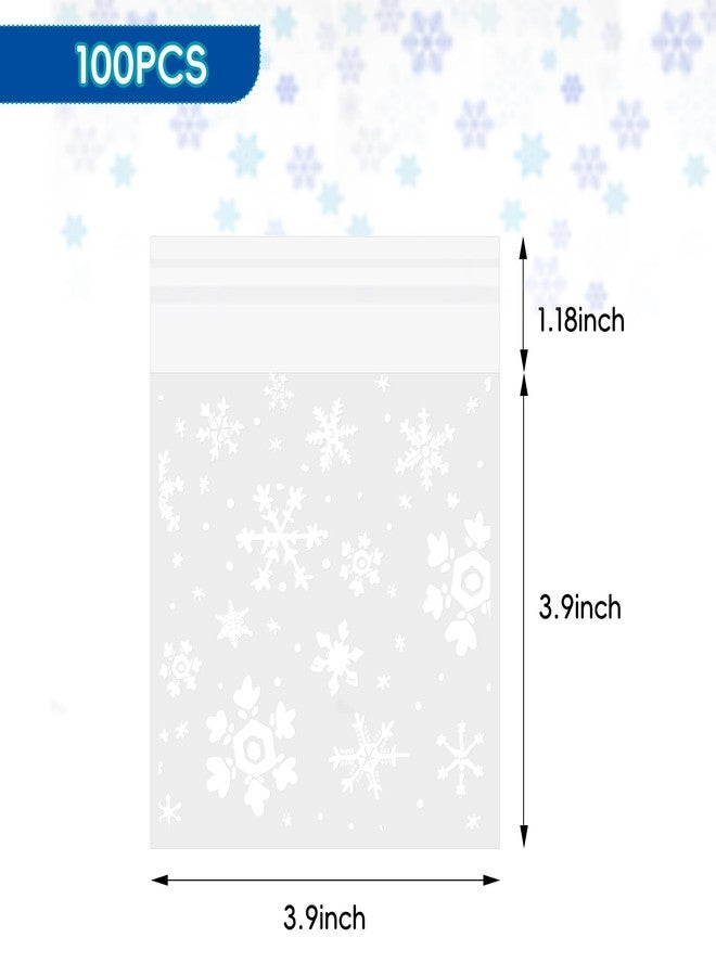 Jocomoni 100pcs Christmas Snowflake Cookies Bags, Clear Self Sealing Cellophane Bags Self-Adhesive Snowflake Cookies Bag Plastic Candy Bags for Bakery Cookies Gift Packing Christmas Party Favor - Image 2